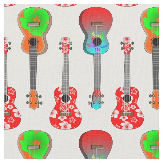 Hawaiian Ukuleles Summer Beach Stof (Close Up)