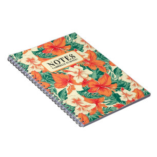 Hawaiian vibe tropische bloemen patroon aangepaste notitieboek