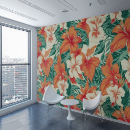 Hawaiian Vibe Tropische Bloemen Patroon Behang