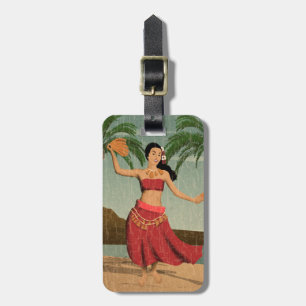 Hawaiian Vintage Hula Briefkaart met depressie Bagagelabel