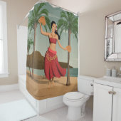 Hawaiian Vintage Hula Briefkaart met depressie Douchegordijn (In situ)
