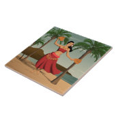 Hawaiian Vintage Hula Girl Briefkaart Tegeltje (Zijkant)