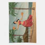 Hawaiian Vintage Hula Girl Briefkaart Theedoek (Verticaal)