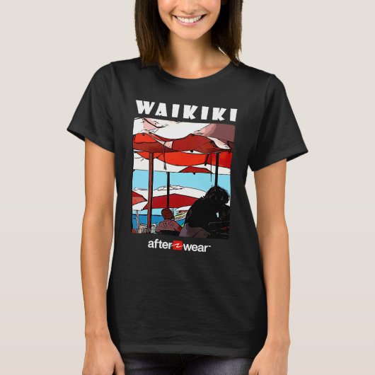 Hawaiian Waikiki Beach Mai Tai Bar Souvenir T-shirt (Voorkant)