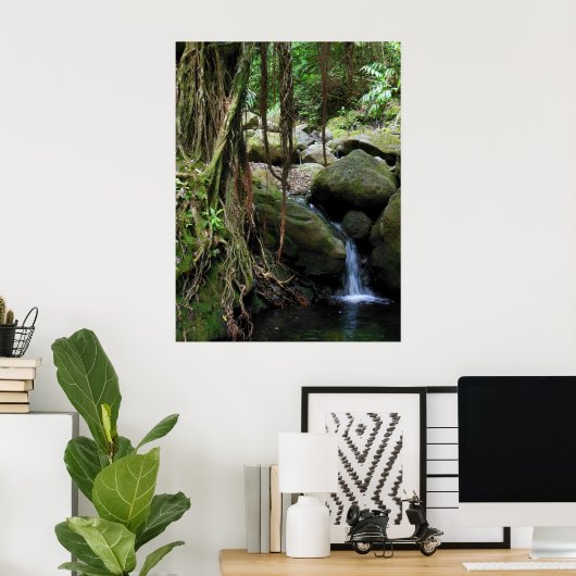 Hawaiian Waterfall Poster (Thuiskantoor)