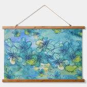 Hawaiian Waterverf Blue Plumeria Hangend Wandkleed (Voorkant)
