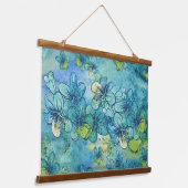 Hawaiian Waterverf Blue Plumeria Hangend Wandkleed (Gebogen)