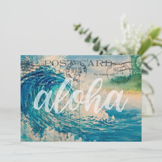  Hawaiian Wave Briefkaart Luau Uitnodiging (Staand voorkant)