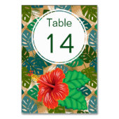 Hawaiian Wedding Red Hibiscus Luau Table Number Kaart (Voorkant)