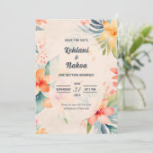Hawaiian Wedding Save the Date Uitnodiging (Staand voorkant)