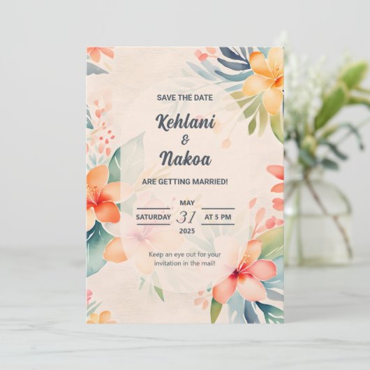 Hawaiian Wedding Save the Date Uitnodiging (Staand voorkant)