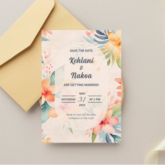 Hawaiian Wedding Save the Date Uitnodiging