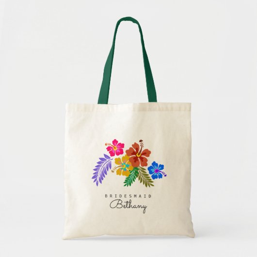 Hawaiian Wedding Theme Hibiscus Bridesmaid Tote Bag (Voorkant)