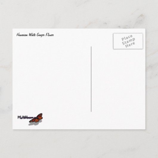 Hawaiian White Ginger Flower Briefkaart (Achterkant)