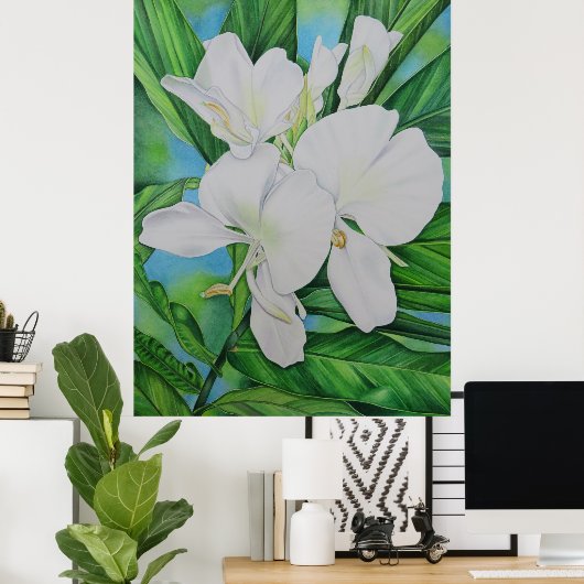 Hawaiian White Ginger Poster (Thuiskantoor)