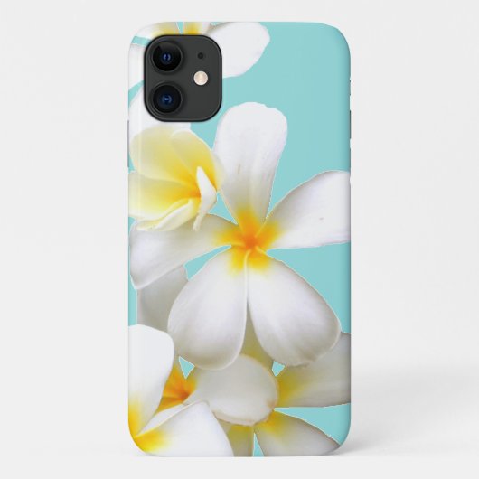 Hawaiian white plumeria flower blue Case-Mate iPhone case (Achterkant)