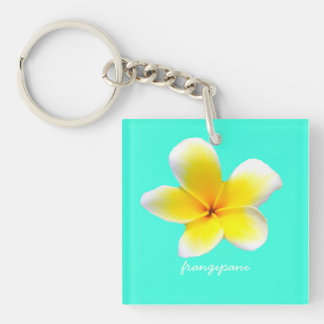 Hawaiian white plumeria flower frangipani sleutelhanger
