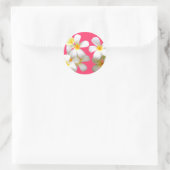 Hawaiian white plumeria flower pink ronde sticker (Tas)