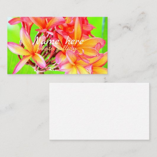 Hawaiian white plumeria flower pink visitekaartje (Voorkant / Achterkant)