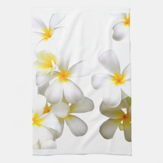 Hawaiian white plumeria flower theedoek