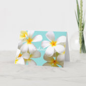 Hawaiian white plumeria greeting card blue kaart (Voorkant)