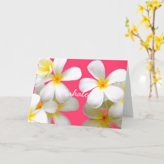 Hawaiian white plumeria greeting card pink kaart (Gele Bloem)