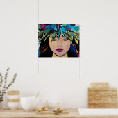 Hawaiian Woman met Floral Head-jurk Afdrukken Poster (Keuken)