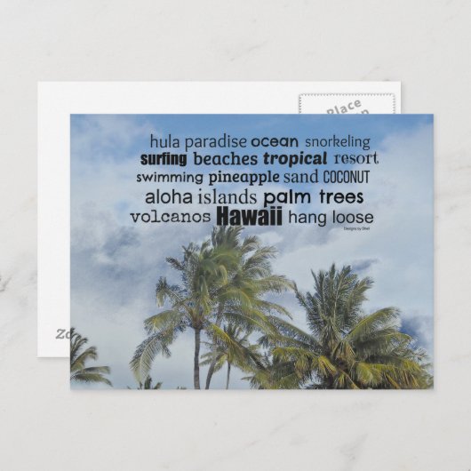 Hawaiian Word Collage Briefkaart (Voorkant / Achterkant)