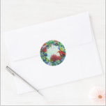 Hawaiian Wreath Mele Kalikimaka Christmas Ronde Sticker<br><div class="desc">Deze feestkrans is versierd met een i'iwi-vogel en 'ohi'a lehua-bloemen uit het inheemse bos van Kaua'i, die zowel de vreugde van het seizoen als het belang van het behoud van de inheemse soorten van Hawaï symboliseren. Het combineren van de schoonheid van de i’iwi vogel met de feestelijke gejuich van Mele...</div>