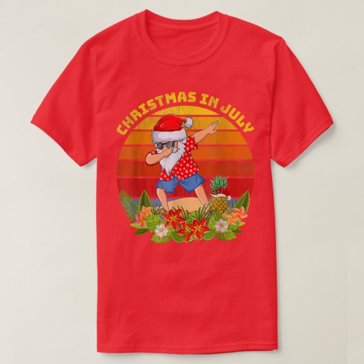  Hawaiian Xmas Beach Dabbing Santa Christma T-shirt (Design voorkant)