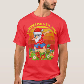 Hawaiian Xmas Beach Dabbing Santa Christma T-shirt
