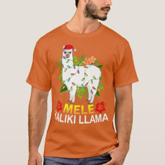 Hawaiian Xmas Llama Lights Mele Kalikimaka Llama C T-shirt
