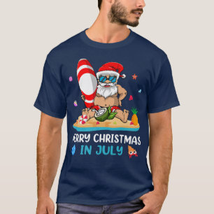 Hawaiian Xmas Summer Surfing Santa Merry Kerstmis T-shirt