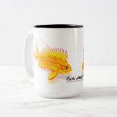 Hawaiian Yellow Anthias, Holanthias fuscipinnis Tweekleurige Koffiemok (Voorkant links)