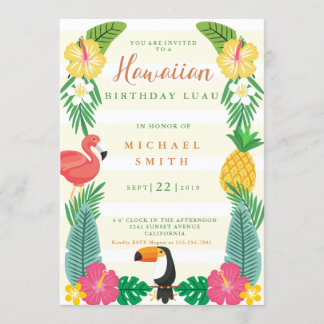 Hawaiian Yellow en Green Floral Birthday Kaart