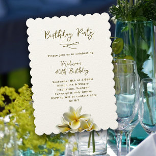 Hawaiian Yellow Plumeria Birthday Party Invitation Kaart