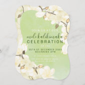 Hawaiian Zachte Zon Witte Bloemen Kerst: Groen Kaart (Voorkant / Achterkant)