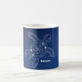 Hawaiian Zee Schildpad Wit op Blauwe Strand Tropis Koffiemok