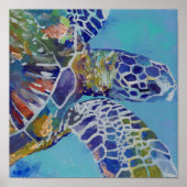 Hawaiian Zee Turtle Honu Art Poster (Voorkant)