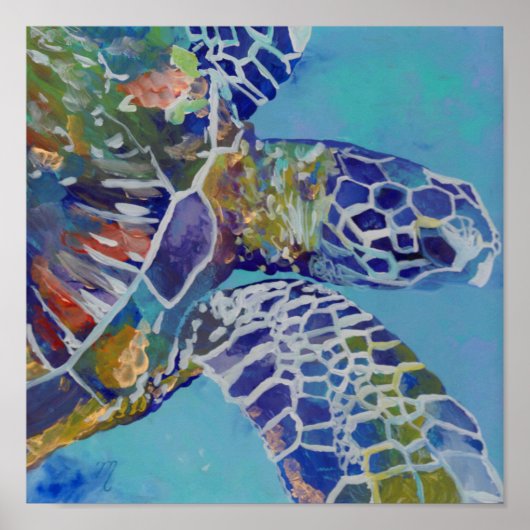 Hawaiian Zee Turtle Honu Art Poster (Voorkant)