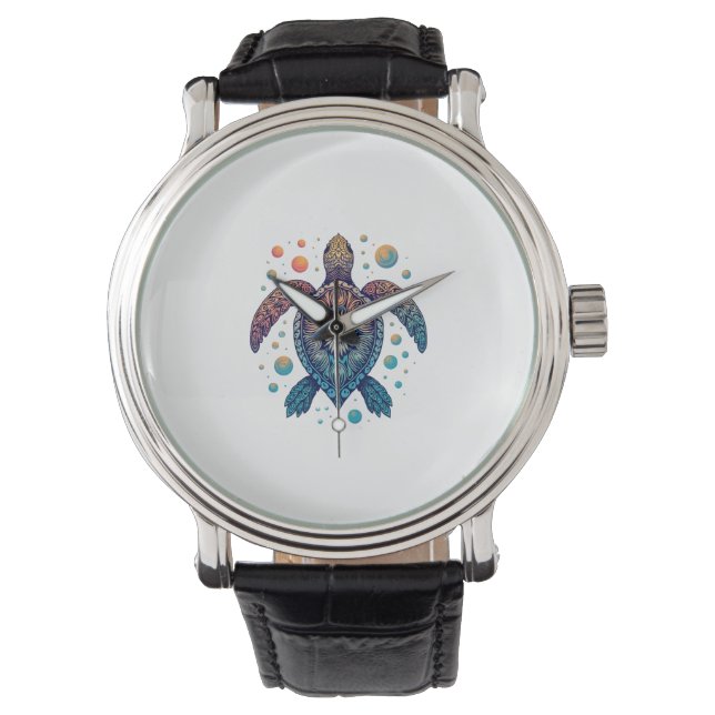 Hawaiian Zee Turtle Stropdas-Dye Hawaii Vacation B Horloge (Voorkant)
