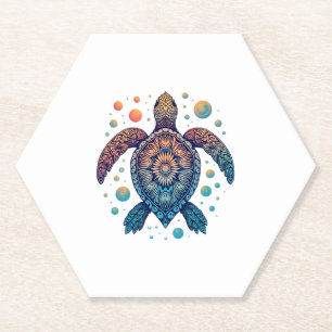 Hawaiian Zee Turtle Stropdas-Dye Hawaii Vacation B Kartonnen Onderzetters