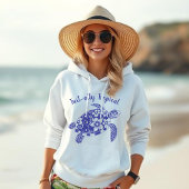 Hawaiian Zee Turtle Turt-ally Tropical-Deep Blue Hoodie