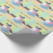 Hawaiians kerstcadeautje Snowman op strand Cadeaupapier (Hoek)