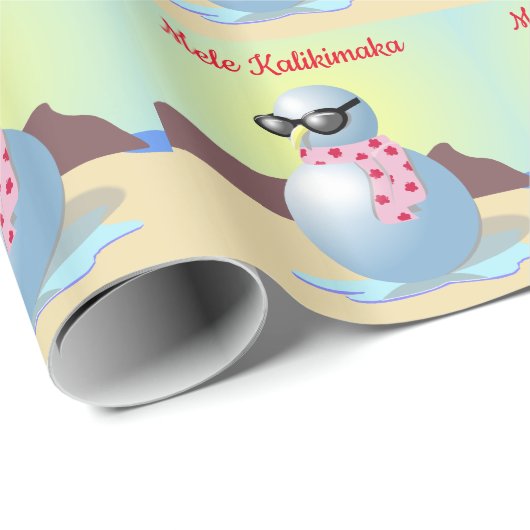 Hawaiians kerstcadeautje Snowman op strand Cadeaupapier (Rol Hoek)
