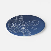 Hawaiians Zee Turtle White over Blue Beach Weddens Papieren Bordje (Gekanteld)