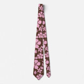HAWAIIANSE HULA (HIBISCUS) BRUIN/ROZE STROPDAS (Voorkant)