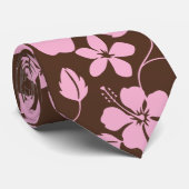 HAWAIIANSE HULA (HIBISCUS) BRUIN/ROZE STROPDAS (Opgerold)