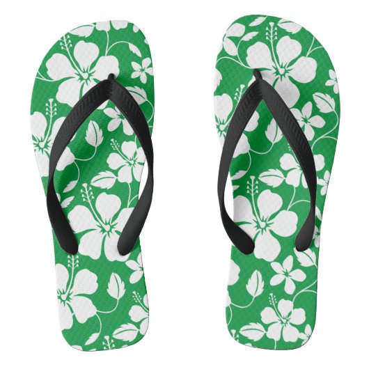 HAWAIIANSE HULA (HIBISCUS) GROEN TEENSLIPPERS (Voetbed)