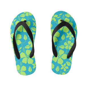 HAWAIIANSE HULA (HIBISCUS) THEE LIME KINDER TEENSLIPPERS